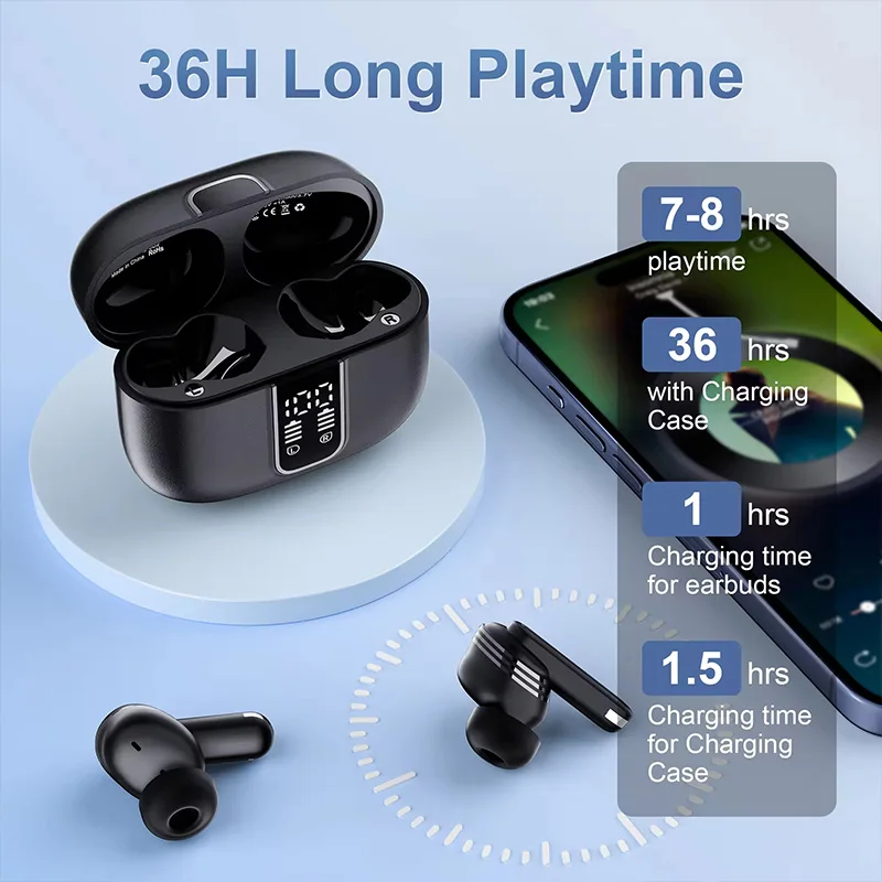 SP99 Wireless Bluetooth Earphones ENC Digital Display Noise Reduction Earphones Long Distance In Ear Sports Running Earphones - Image 6