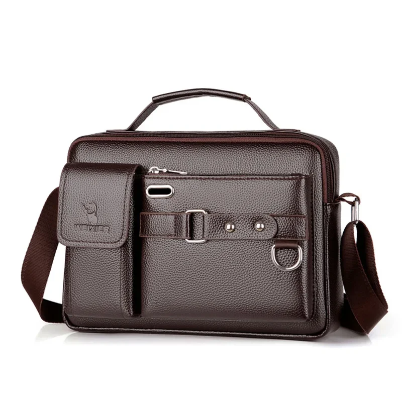 2024 New Men Shoulder Bag for 10.4″ Ipad PU Leather Business Handbags Men Messenger Bags Fashion Man Crossbody Bag
