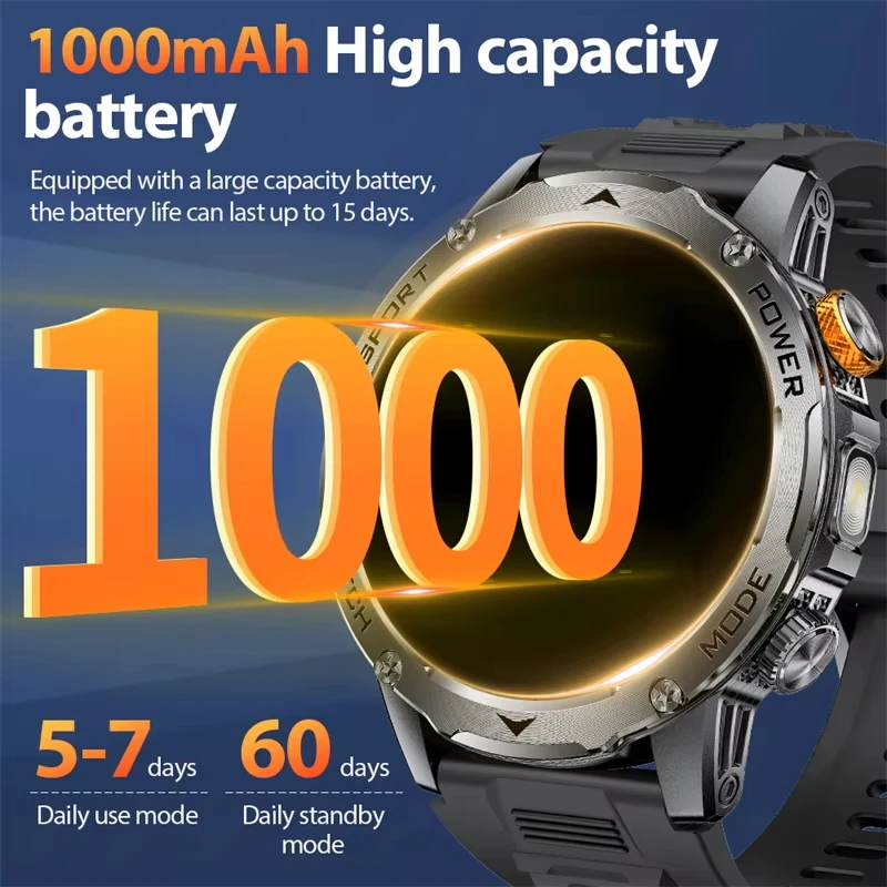2025 1000mAh Super Capacity Battery Adult Men Smart Watch 1.7-inch Large Screen Bluetooth Call IP68 Waterproof SmartWatch Sports - Image 6